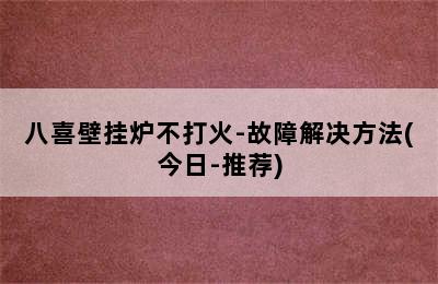 八喜壁挂炉不打火-故障解决方法(今日-推荐)