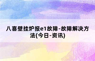 八喜壁挂炉报e1故障-故障解决方法(今日-资讯)