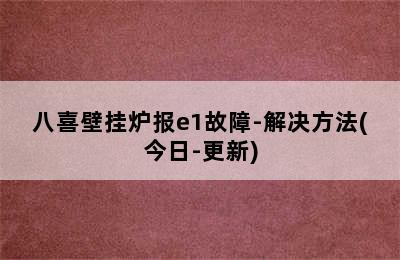 八喜壁挂炉报e1故障-解决方法(今日-更新)