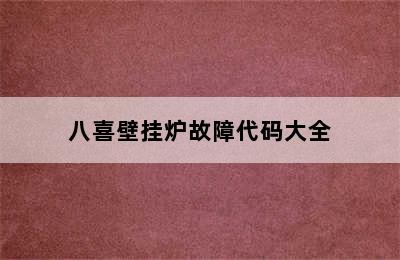 八喜壁挂炉故障代码大全