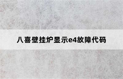 八喜壁挂炉显示e4故障代码