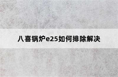 八喜锅炉e25如何排除解决