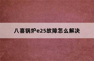 八喜锅炉e25故障怎么解决