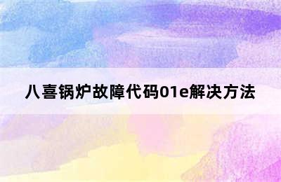 八喜锅炉故障代码01e解决方法