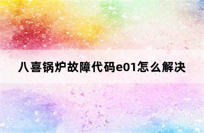 八喜锅炉故障代码e01怎么解决