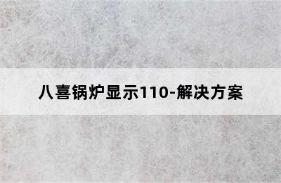 八喜锅炉显示110-解决方案