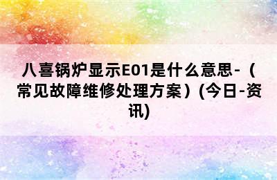 八喜锅炉显示E01是什么意思-（常见故障维修处理方案）(今日-资讯)