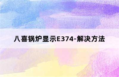 八喜锅炉显示E374-解决方法