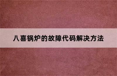 八喜锅炉的故障代码解决方法