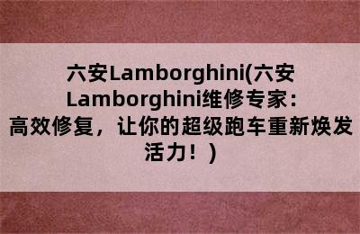 六安Lamborghini(六安Lamborghini维修专家：高效修复，让你的超级跑车重新焕发活力！)