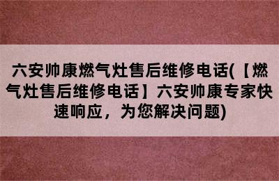 六安帅康燃气灶售后维修电话(【燃气灶售后维修电话】六安帅康专家快速响应，为您解决问题)