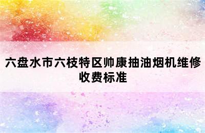 六盘水市六枝特区帅康抽油烟机维修收费标准