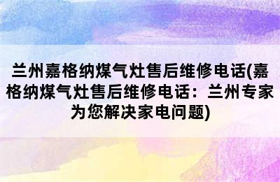 兰州嘉格纳煤气灶售后维修电话(嘉格纳煤气灶售后维修电话：兰州专家为您解决家电问题)