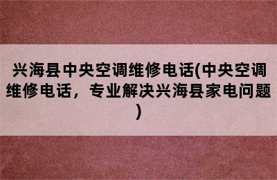 兴海县中央空调维修电话(中央空调维修电话，专业解决兴海县家电问题)