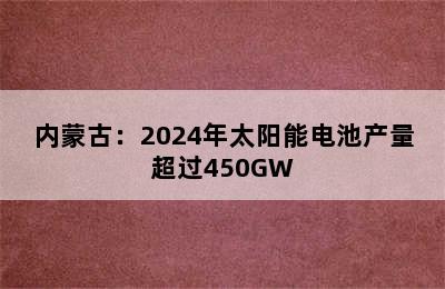 内蒙古：2024年太阳能电池产量超过450GW