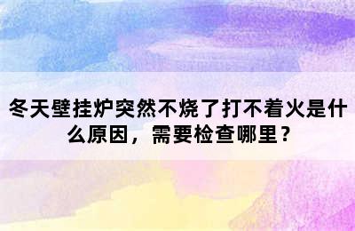 冬天壁挂炉突然不烧了打不着火是什么原因，需要检查哪里？