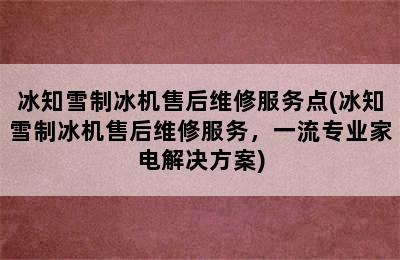 冰知雪制冰机售后维修服务点(冰知雪制冰机售后维修服务，一流专业家电解决方案)