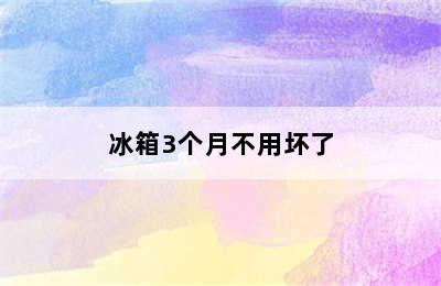 冰箱3个月不用坏了