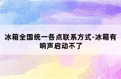 冰箱全国统一各点联系方式-冰箱有响声启动不了