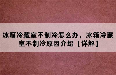 冰箱冷藏室不制冷怎么办，冰箱冷藏室不制冷原因介绍【详解】