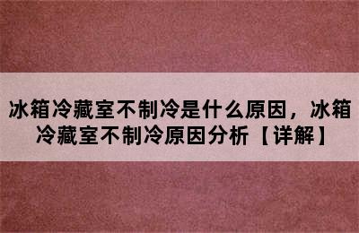 冰箱冷藏室不制冷是什么原因，冰箱冷藏室不制冷原因分析【详解】