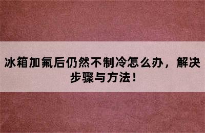 冰箱加氟后仍然不制冷怎么办，解决步骤与方法！