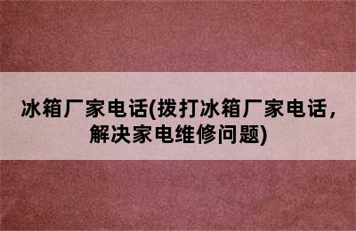 冰箱厂家电话(拨打冰箱厂家电话，解决家电维修问题)