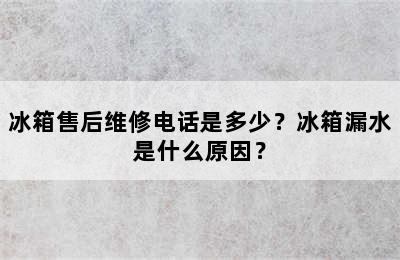 冰箱售后维修电话是多少？冰箱漏水是什么原因？