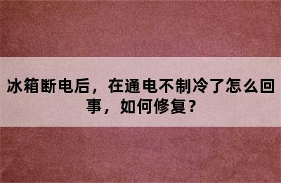 冰箱断电后，在通电不制冷了怎么回事，如何修复？