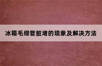 冰箱毛细管脏堵的现象及解决方法