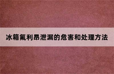 冰箱氟利昂泄漏的危害和处理方法