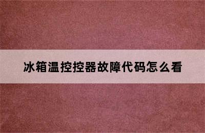 冰箱温控控器故障代码怎么看