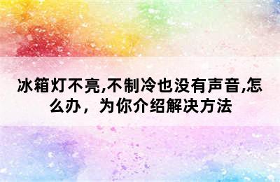 冰箱灯不亮,不制冷也没有声音,怎么办，为你介绍解决方法