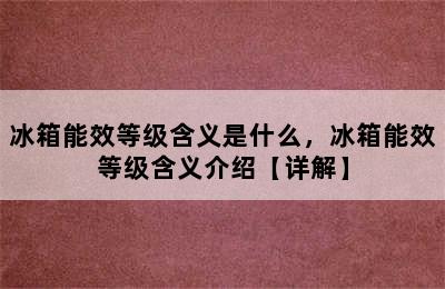 冰箱能效等级含义是什么，冰箱能效等级含义介绍【详解】