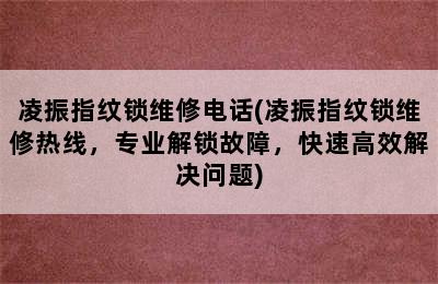 凌振指纹锁维修电话(凌振指纹锁维修热线，专业解锁故障，快速高效解决问题)