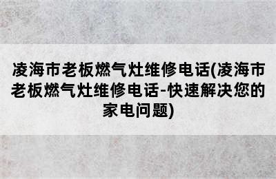 凌海市老板燃气灶维修电话(凌海市老板燃气灶维修电话-快速解决您的家电问题)