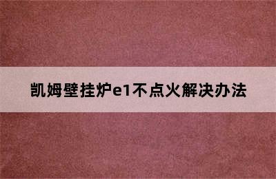 凯姆壁挂炉e1不点火解决办法