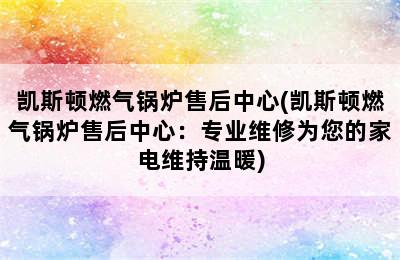 凯斯顿燃气锅炉售后中心(凯斯顿燃气锅炉售后中心：专业维修为您的家电维持温暖)