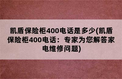 凯盾保险柜400电话是多少(凯盾保险柜400电话：专家为您解答家电维修问题)