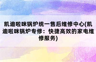 凯迪啦咪锅炉统一售后维修中心(凯迪啦咪锅炉专修：快捷高效的家电维修服务)