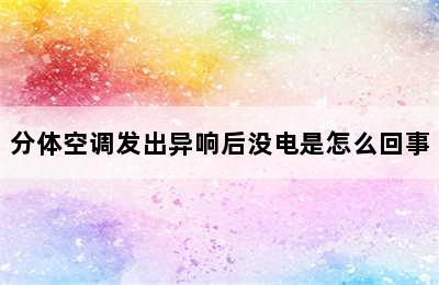 分体空调发出异响后没电是怎么回事