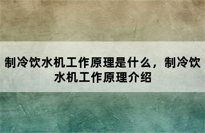 制冷饮水机工作原理是什么，制冷饮水机工作原理介绍