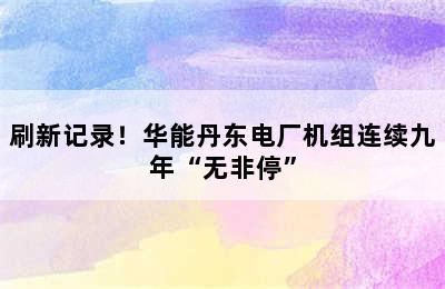 刷新记录！华能丹东电厂机组连续九年“无非停”