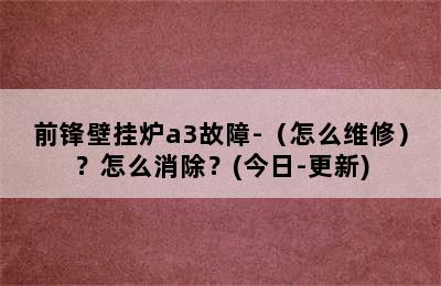 前锋壁挂炉a3故障-（怎么维修）？怎么消除？(今日-更新)