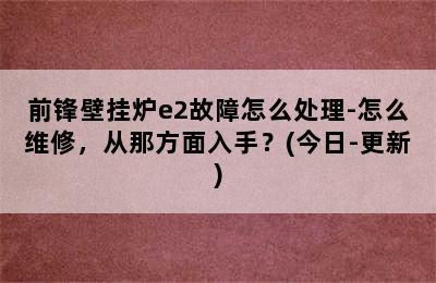 前锋壁挂炉e2故障怎么处理-怎么维修，从那方面入手？(今日-更新)