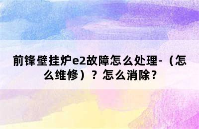 前锋壁挂炉e2故障怎么处理-（怎么维修）？怎么消除？