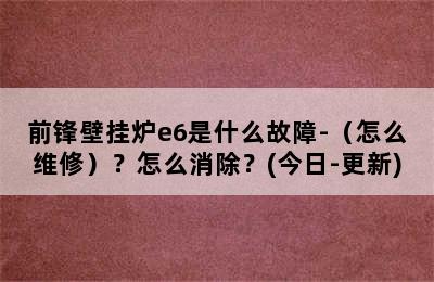 前锋壁挂炉e6是什么故障-（怎么维修）？怎么消除？(今日-更新)