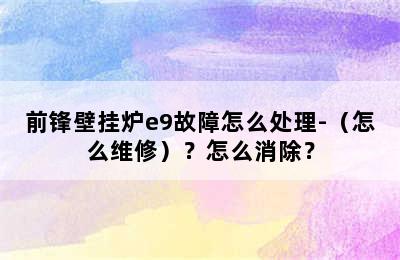 前锋壁挂炉e9故障怎么处理-（怎么维修）？怎么消除？