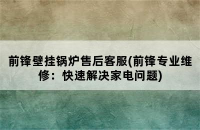 前锋壁挂锅炉售后客服(前锋专业维修：快速解决家电问题)