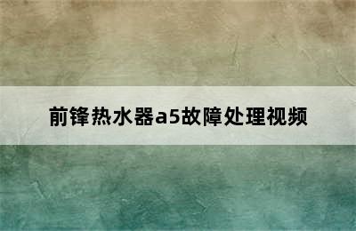 前锋热水器a5故障处理视频